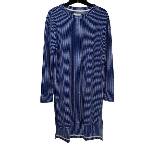 Lou & Grey NEW Cobalt Blue White Striped Tunic Top Cover Up Sweater Size Small - Picture 1 of 9